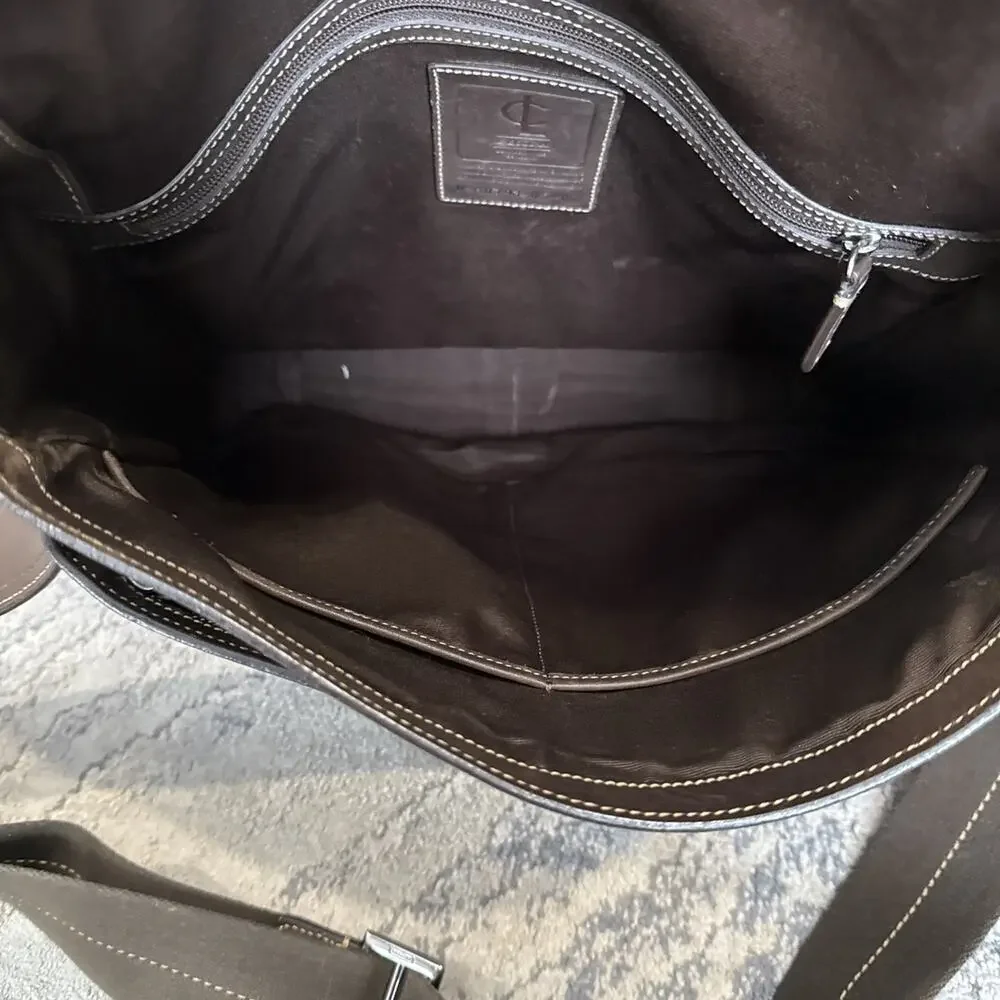 Coach #05A02 Leatherware Messenger Crossbody Dark Brown Laptop Bag X